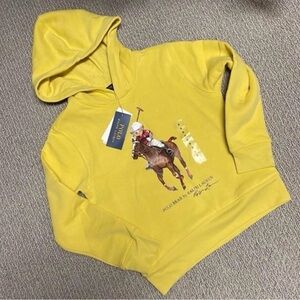 NWT Polo Bear Ralph Lauren Yellow Polo Player Hoodie size 8